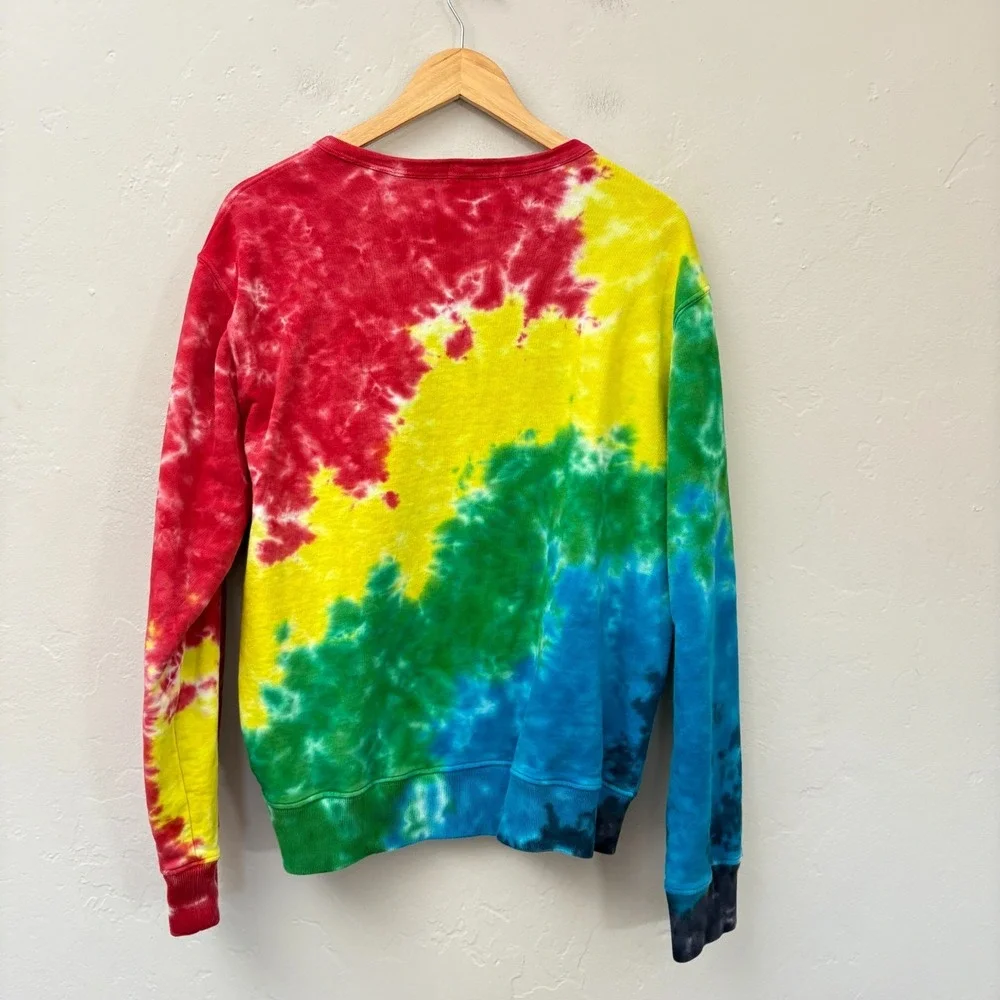 Polo Ralph Lauren Tie Die Sweatshirt Men Size Large Rainbow Pullover Long Sleeve